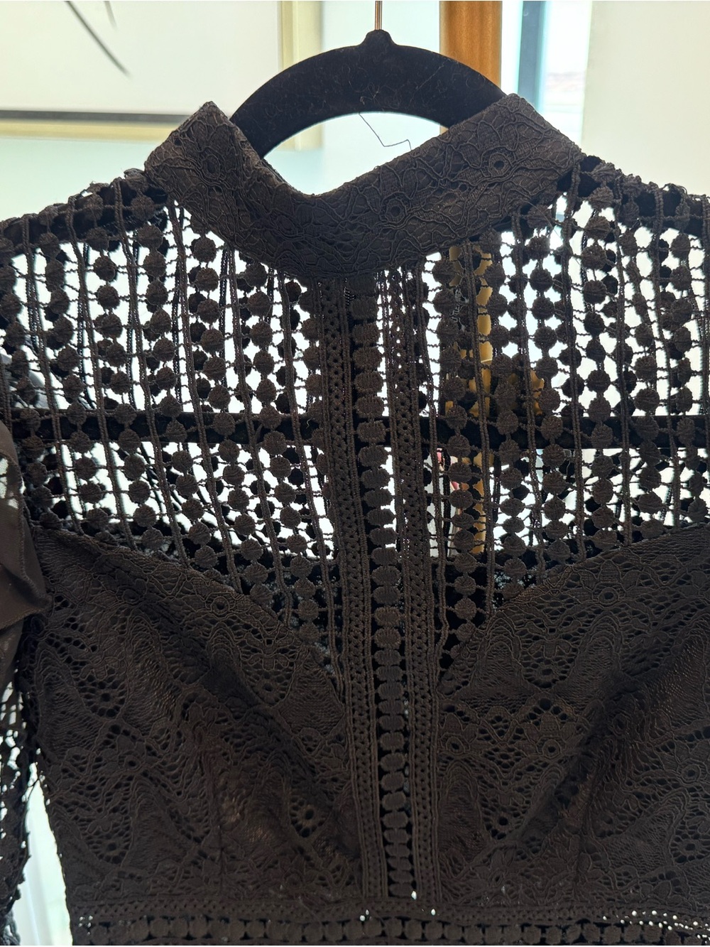 NWT - PrettyLittleThing Black Lace Long Sleeve Mini Dress, Size 6 - Picture 5 of 10